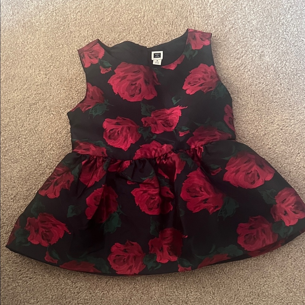 Janie and Jack Black and Red Floral Blouse